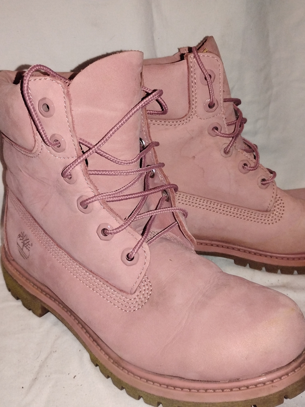 Timberland Women's Pink Nubuck Lace-Up Boots